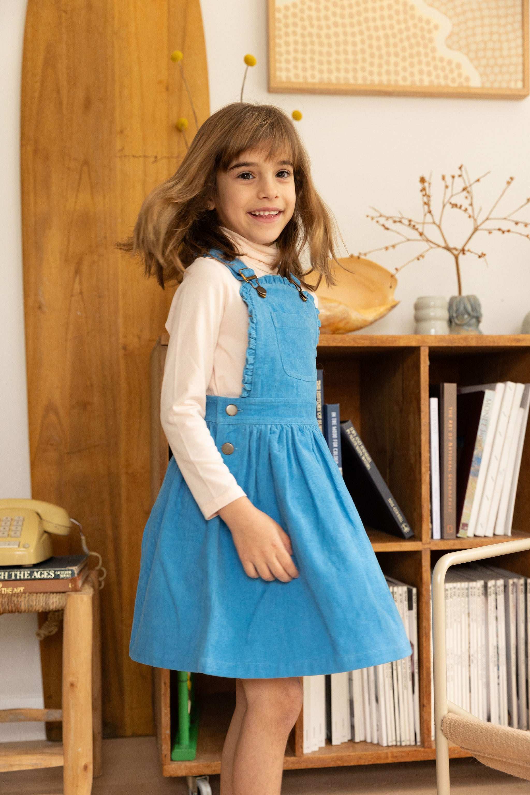 Ellie Pinafore Dress - Sky Blue