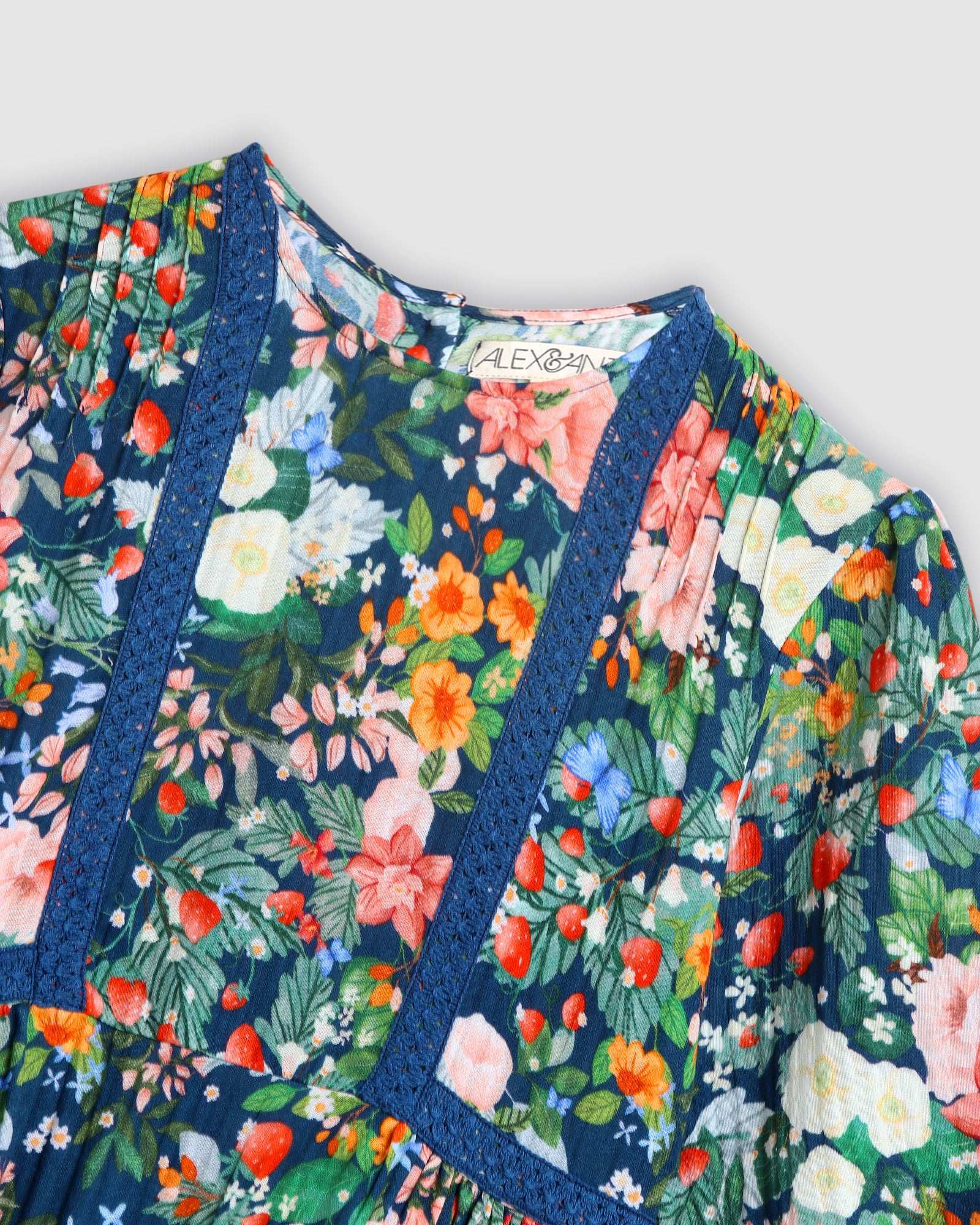 Primrose Dress - Strawberry Navy