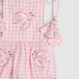 Evie Playsuit - Pink Gingham Bird