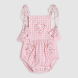 Evie Playsuit - Pink Gingham Bird