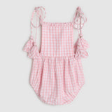 Evie Playsuit - Pink Gingham Bird