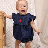Marina Playsuit - Navy & White