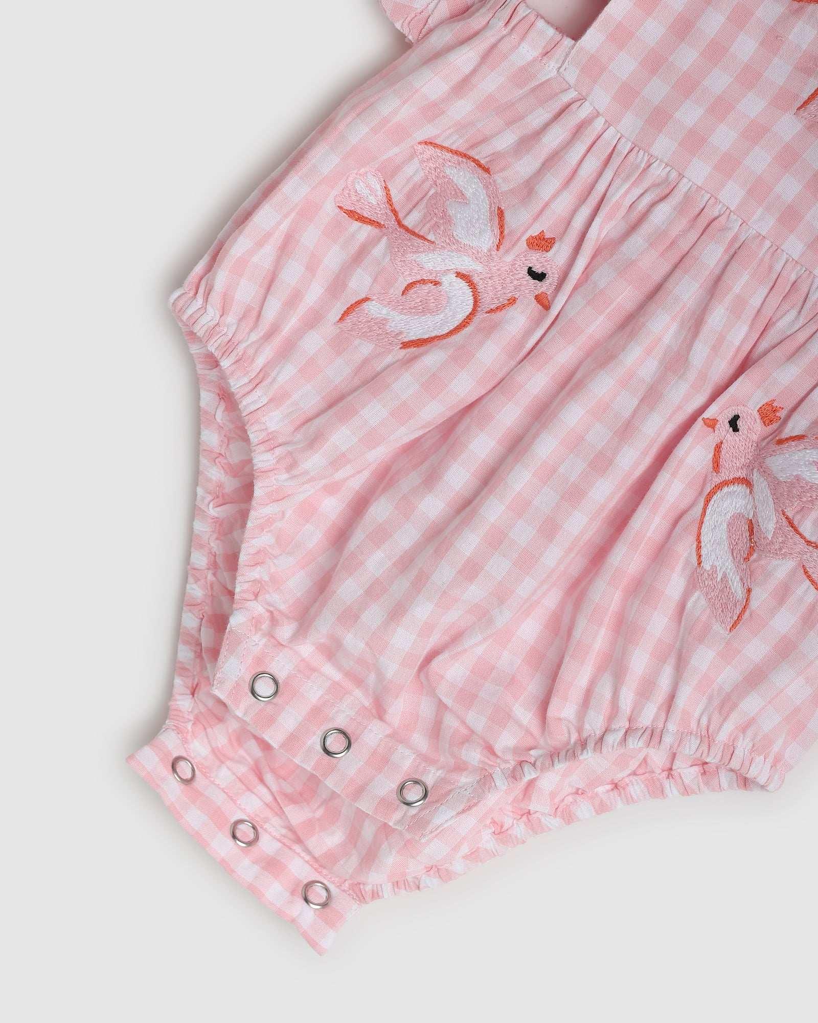 Evie Playsuit - Pink Gingham Bird - ALEX & ANT