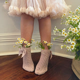 Bow Pointelle Socks - Petal Pink